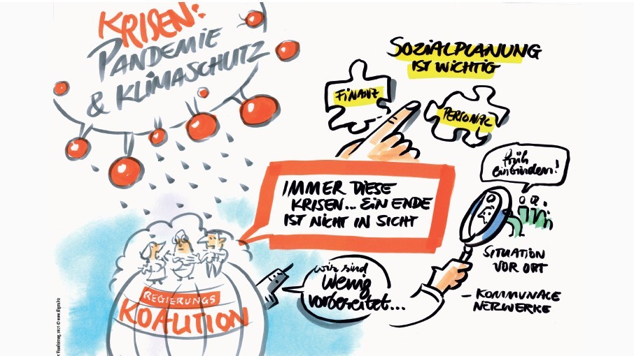Das Bild zeigt eine Illustration zur Krisenbewältigung.